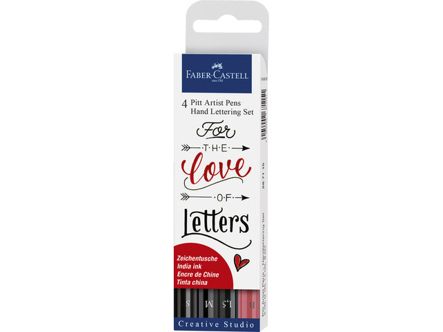 Tekenstift Faber-Castell Pitt Artist Pen handlettering 4-delig etui schwarz