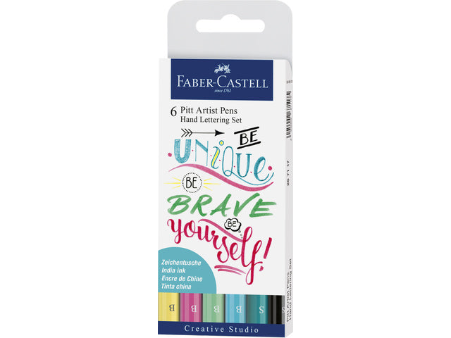 Tekenstift Faber-Castell Pitt Artist Pen handlettering I 6-teiliges Etui