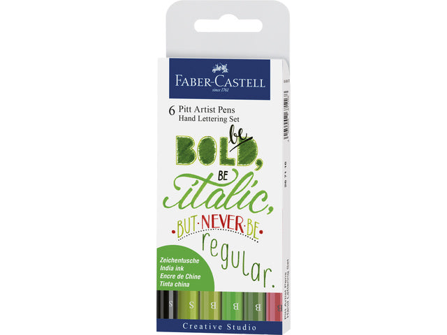 Tekenstift Faber-Castell Pitt Artist Pen Handlettering 6-teiliges Etui