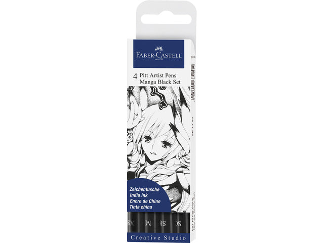 Stift Faber-Castell Pitt Artist Pen Manga 4-teilig schwarz