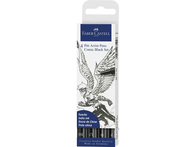 Stift Faber-Castell Pitt Artist Pen Comic 4-teilig schwarz