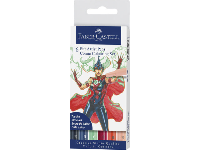 Tekenstift Faber-Castell Pitt Artist Pen Comic 6-delige etui