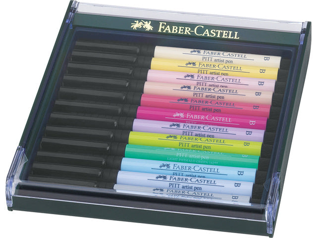 Tekenstift Faber-Castell Pitt Artist Pen Penseelset 12 stuks pastel