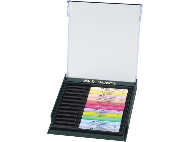 Tekenstift Faber-Castell Pitt Artist Pen Penseelset 12 stuks pastel
