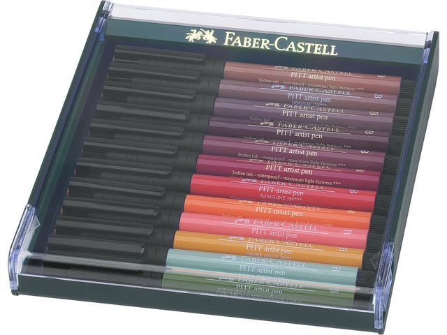 Tekenstift Faber-Castell Pitt Artist Pen Brush set 12 stuks Earth Tones
