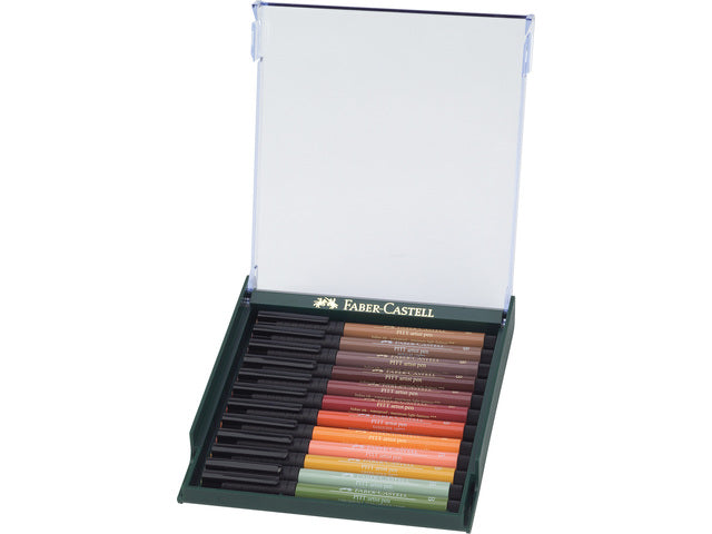 Tekenstift Faber-Castell Pitt Artist Pen Brush set 12 stuks Earth Tones