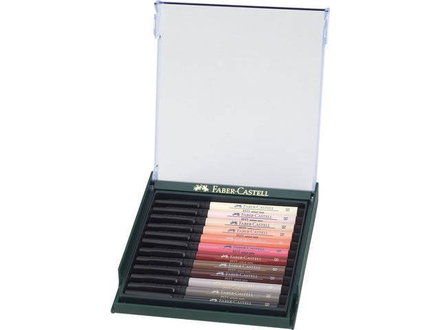 Tekenstift Faber-Castell Pitt Artist Pen Penseelset 12 stuks Skin