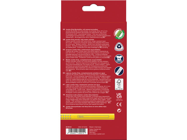 kleurpotlood Faber-Castell Jumbo GRIP promotieset 8 + 1 + 1