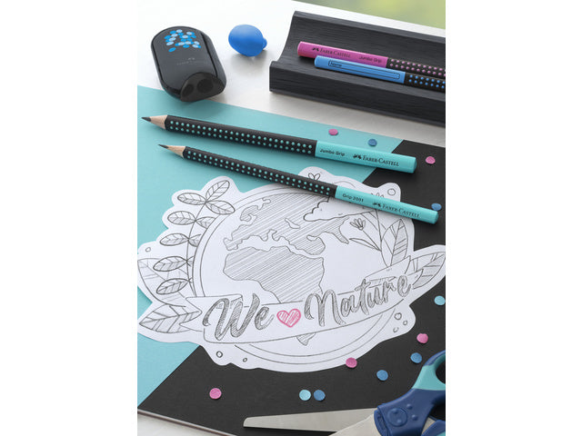 Grafietpotlood Faber-Castell Jumbo Grip two-tone zwart/turquoise