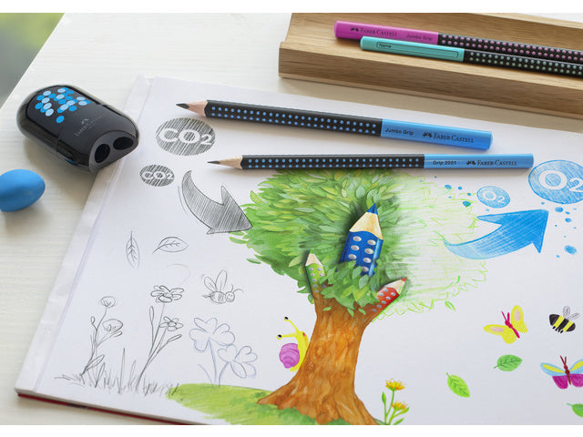 Grafietpotlood Faber-Castell Jumbo Grip two-tone zwart/turquoise