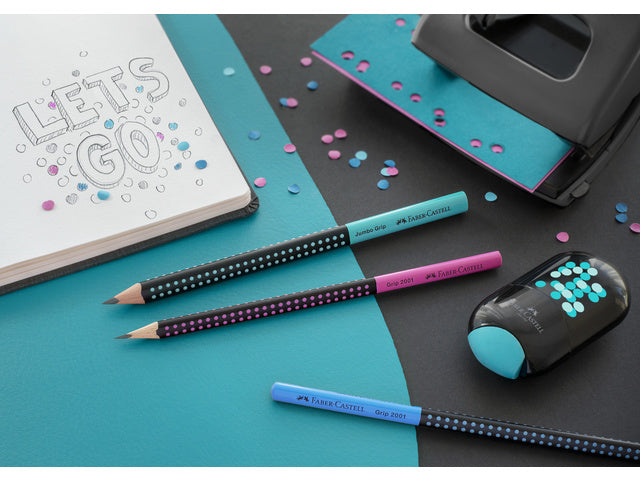Grafietpotlood Faber-Castell Jumbo Grip two-tone zwart/turquoise