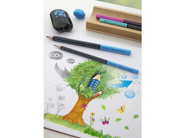 Grafietpotlood Faber-Castell Jumbo Grip two-tone zwart/turquoise