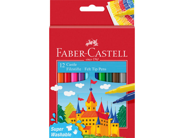 Viltstift Faber-Castell 12 stuks kartonnen etui assorti