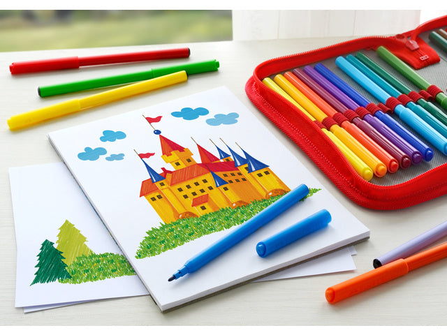 Viltstift Faber-Castell 24 stuks kartonnen etui assorti
