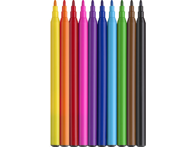 Viltstiften Faber-Castell Eenhoorn 10x standaard kleuren + 3x pastelkleuren incl. eenhoornstickers in kartonnen etui