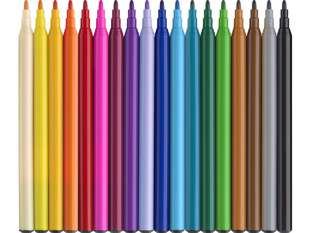 Viltstiften Faber-Castell Eenhoorn 18x standaard kleuren + 6x pastelkleuren incl. eenhoornstickers in kartonnen etui