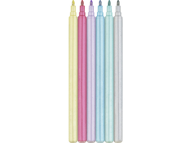 Viltstiften Faber-Castell Eenhoorn 18x standaard kleuren + 6x pastelkleuren incl. eenhoornstickers in kartonnen etui