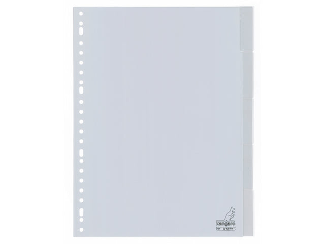 Tabblad Kangaro A4 venster PP 120 micron 23-gaats grijs 5-delig