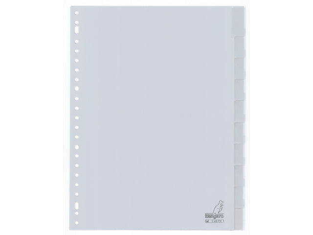 Tabblad Kangaro A4 venster PP 120 micron grijs 23-gaats 10-delig
