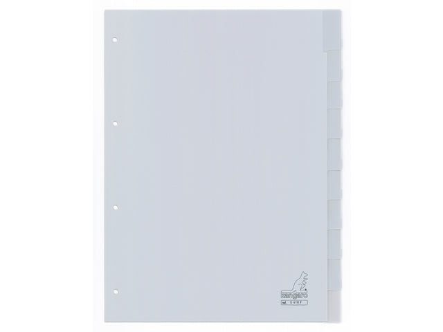Tabblad Kangaro A4 venster PP 120 micron grijs 4-gaats 10-delig