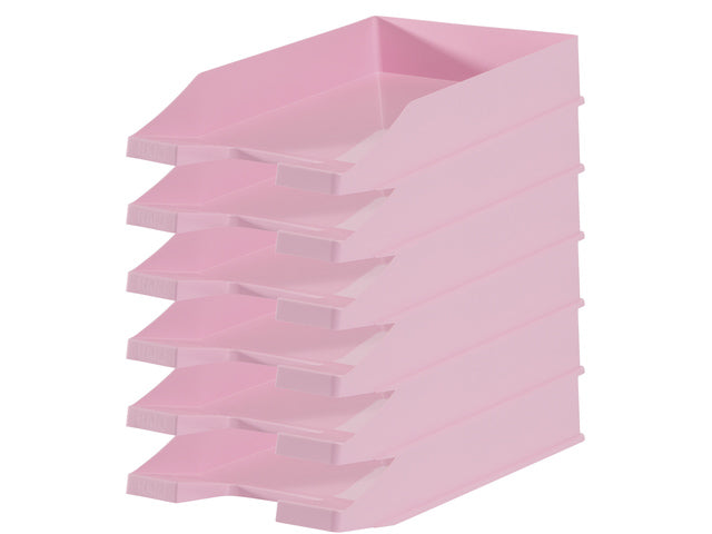 Brievenbak HAN A4 kunststof pastelroze doos 10 stuks