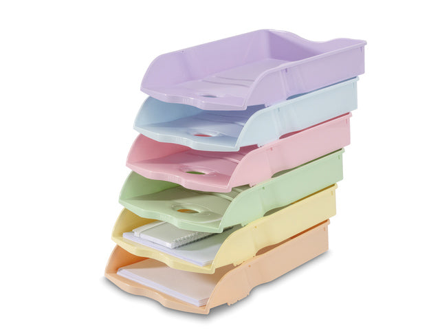 Brievenbak HAN Re-LOOP A4/C4 stapel- en nestbaar pastel roze 100% gerecycled materiaal. Doos á 6 stuks.