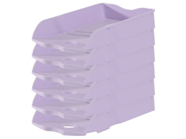 Brievenbak HAN Re-LOOP A4/C4 stapel- en nestbaar pastel paars 100% gerecycled materiaal. Doos á 6 stuks.