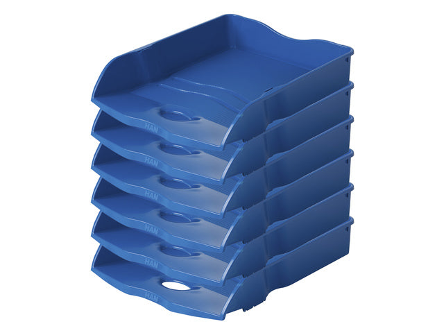 Brievenbak HAN Re-LOOP A4/C4 blauw doos 6 stuks Stapel- en nestbaar
