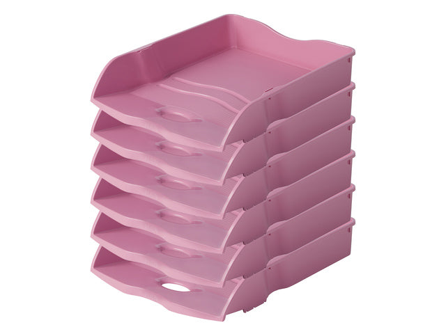 Brievenbak HAN Re-LOOP A4/C4 roze doos 6 stuks Stapel- en nestbaar