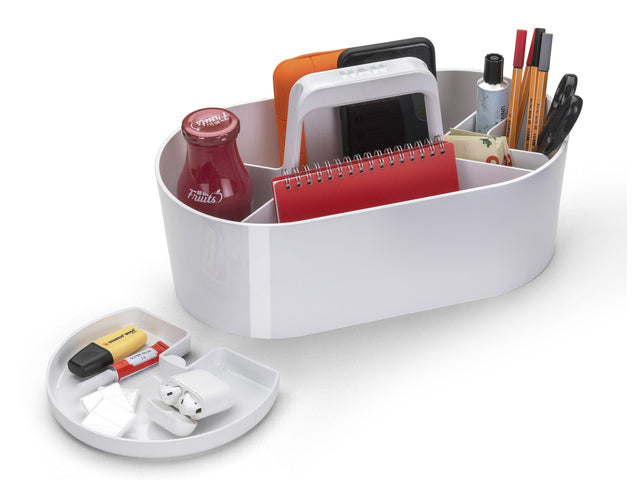 Toolbox Loft Han mobiele organizer sneeuw wit 4 vakken met uitneembaar plateau sneeuw wit