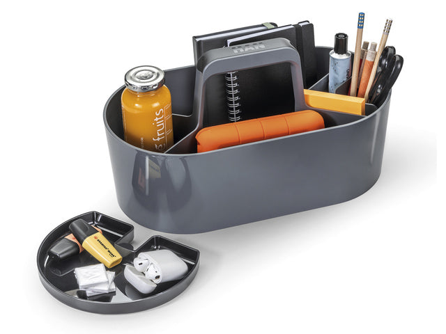 Toolbox Loft Han mobiele organizer graniet grijs 4 vakken met uitneembaar plateau grijs