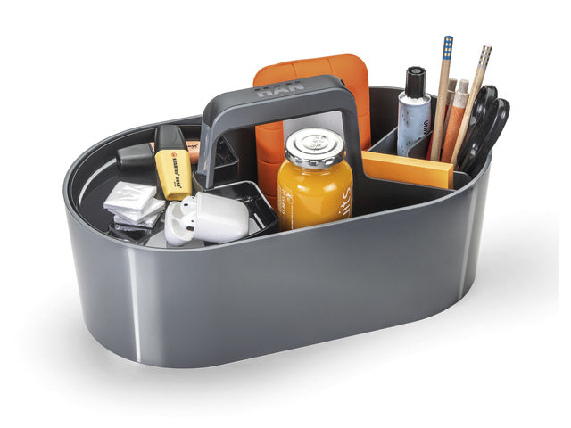 Toolbox Loft Han mobiele organizer graniet grijs 4 vakken met uitneembaar plateau grijs