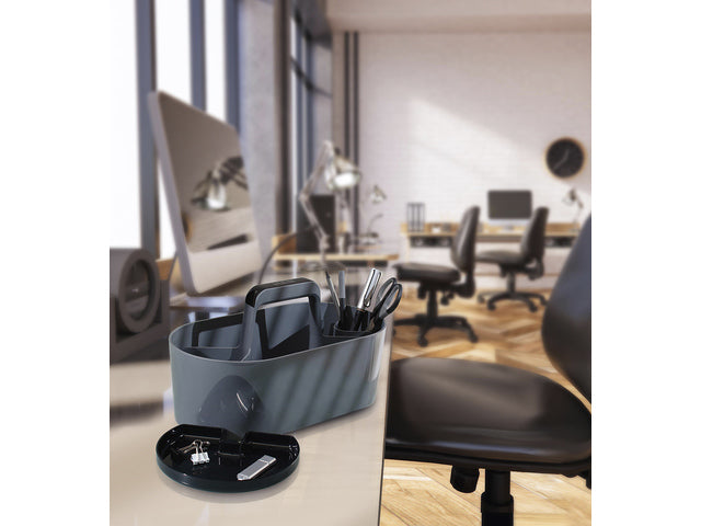 Toolbox Loft Han mobiele organizer graniet grijs 4 vakken met uitneembaar plateau grijs