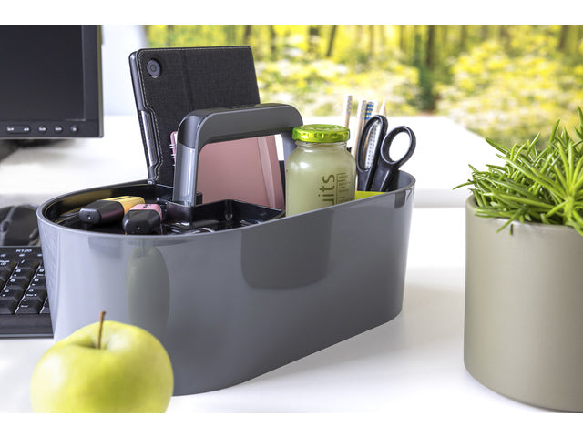 Toolbox Loft Han mobiele organizer graniet grijs 4 vakken met uitneembaar plateau grijs