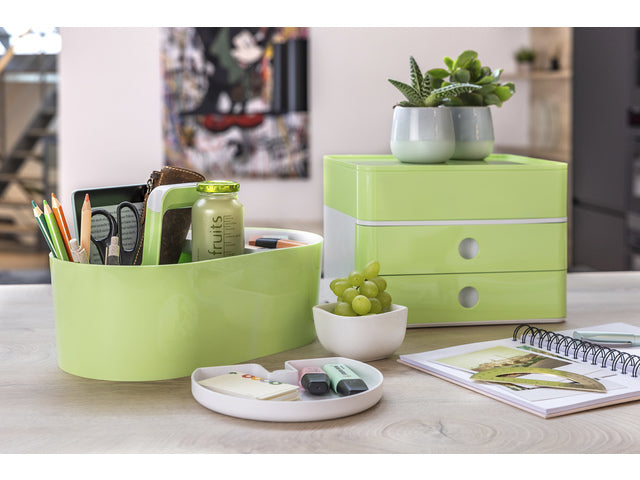 Toolbox Loft Han mobiele organizer lime groen 4 vakken met uitneembaar plateau lime groen