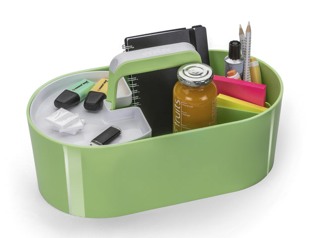 Toolbox Loft Han mobiele organizer lime groen 4 vakken met uitneembaar plateau lime groen