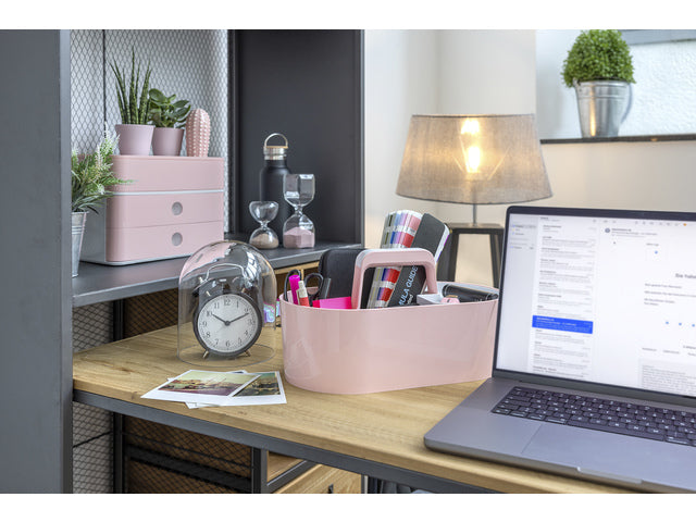 Toolbox Loft Han mobiele organizer flamingo roze 4 vakken met uitneembaar plateau flamingo roze.