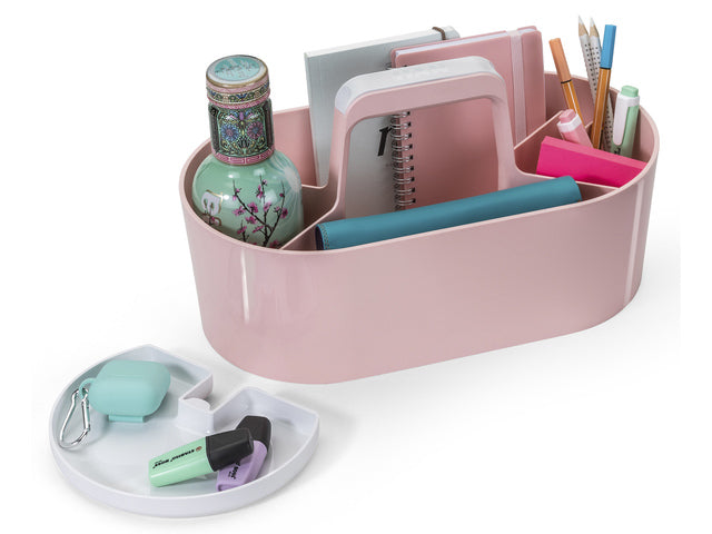 Toolbox Loft Han mobiele organizer flamingo roze 4 vakken met uitneembaar plateau flamingo roze.