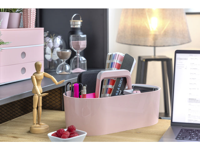 Toolbox Loft Han mobiele organizer flamingo roze 4 vakken met uitneembaar plateau flamingo roze.