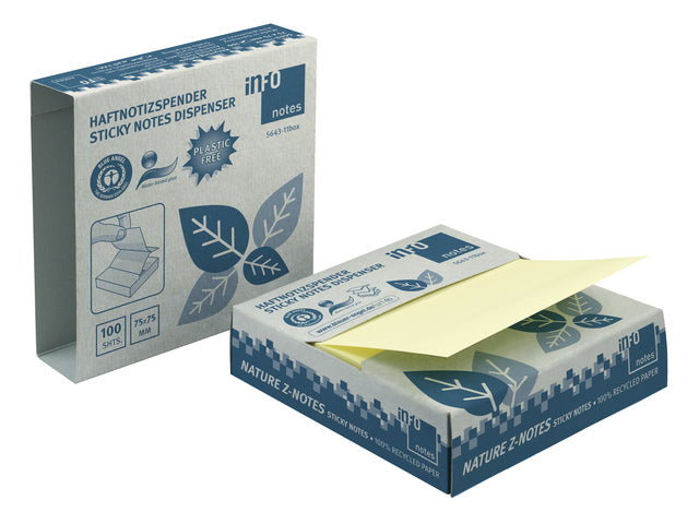 Info Opmerkingen 75x75mm Z-Notes 100 vel geel gerecycled met Blauwe Engel certificaat