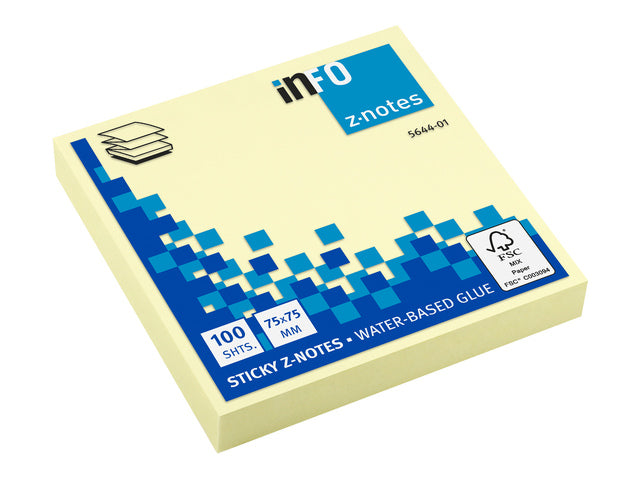 Info Opmerkingen 75x75mm "Z" geel blok a 100 vel