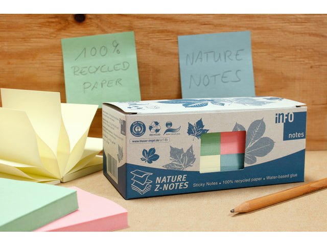 Info-Notizen, 75 x 75 mm, Z-Notes, Farbe, Natur, 12 Blöcke