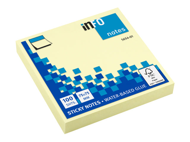 Info Opmerkingen 75x75mm geel blok a 100 vel