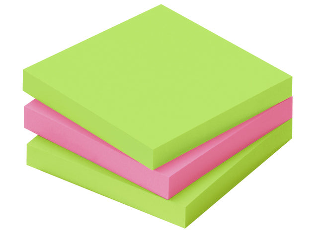 Info Opmerkingen 75x75mm voordeelpak 20x 80 briljant groen 4x 80 briljant roze