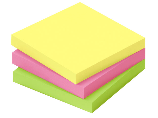 Infonota's 75x75mm 3 x 100 blaadjes, 3 kleuren, FSC, ophanggat.
