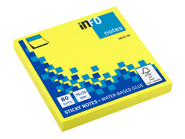 Info Opmerkingen 75x75mm fel geel blok a 80 vel