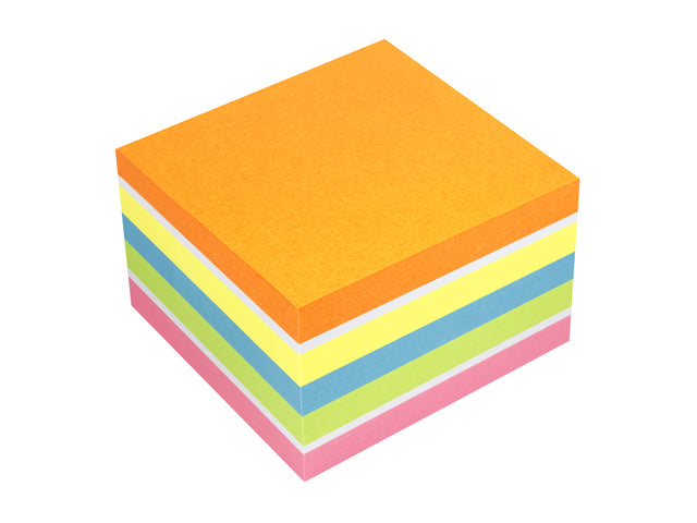Info Opmerkingen 75x75mm assorti felle kleuren blok a 450 vel