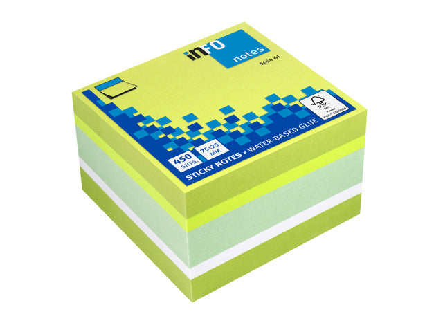 Info Opmerkingen 75x75mm assorti kleurenblok a 450 vel