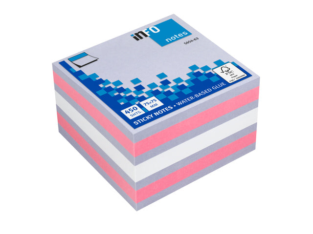 Info Opmerkingen 75x75mm assorti blok a 450 vel