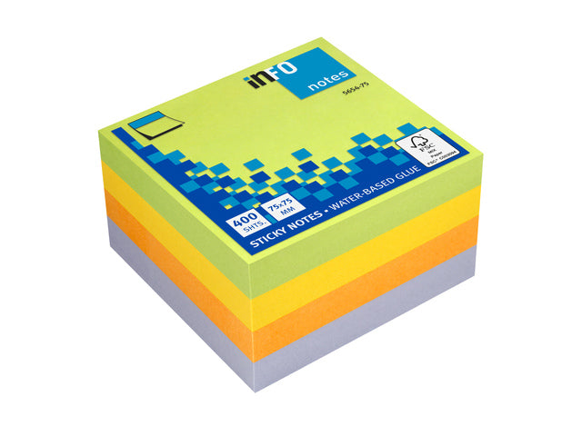Info Notities 75x75mm assorti spring blok a 400 vel